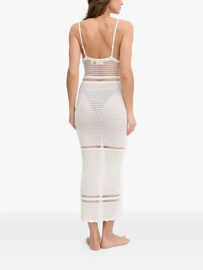 Guess Usa Crochet V-neck Dress In White