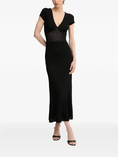 Guess Usa Crochet-knit Ribbed-knit Dress In Black