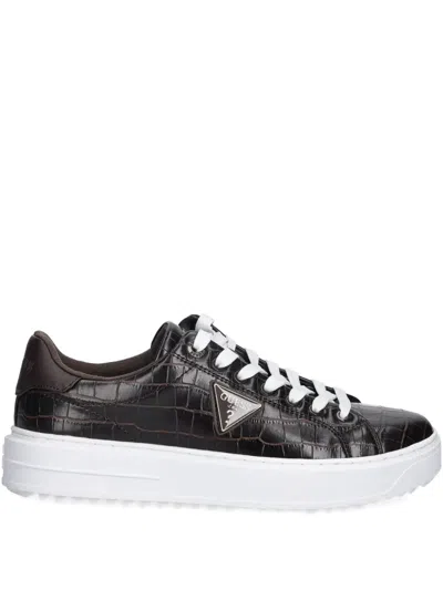 Guess Usa Crocodile-embossing Logo Sneakers In Multi