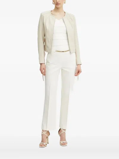 Guess Usa Cropped Leather Jacket In White