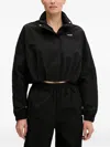 Guess Usa Cropped Zip-up Jacket In Black