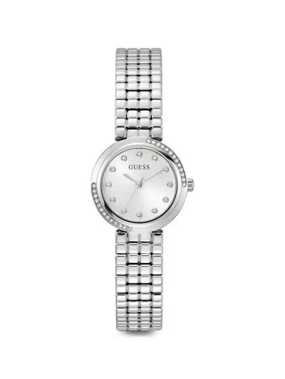 Guess Usa Crystal Bezel 28mm Watch In Silver