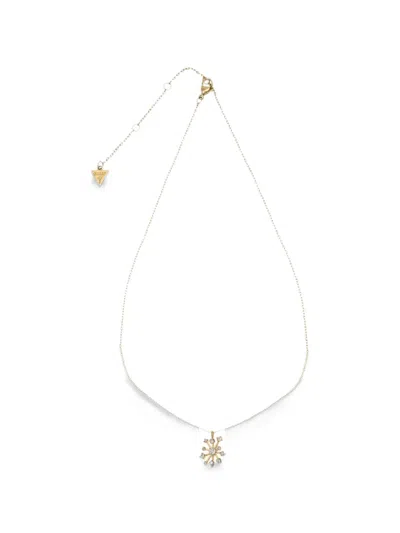 Guess Usa Crystal Charm Necklace In Gray
