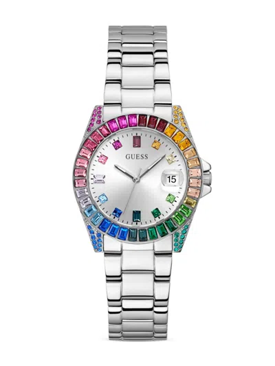 Guess Usa Crystal-embellished 34mm In Silver