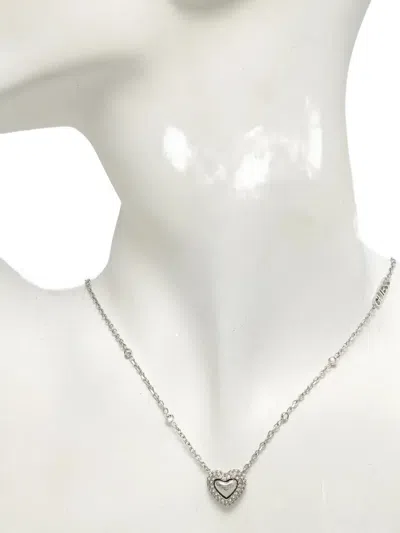 Guess Usa Crystal-embellished Heart Necklace In Silver