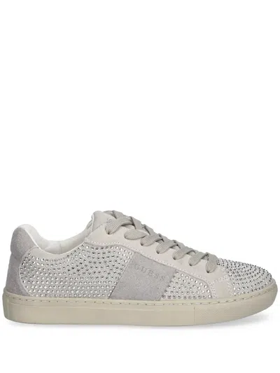 Guess Usa Crystal-embellished Sneakers In Neutrals