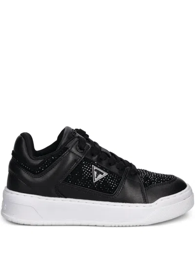 Guess Usa Crystal-embellished Trainers In Black