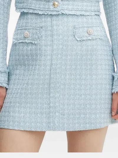 Guess Usa Crystal-embellished Tweed Mini Skirt In Blue