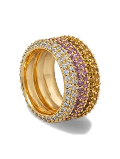 Guess Usa Crystal-embellishment Ring In Gold