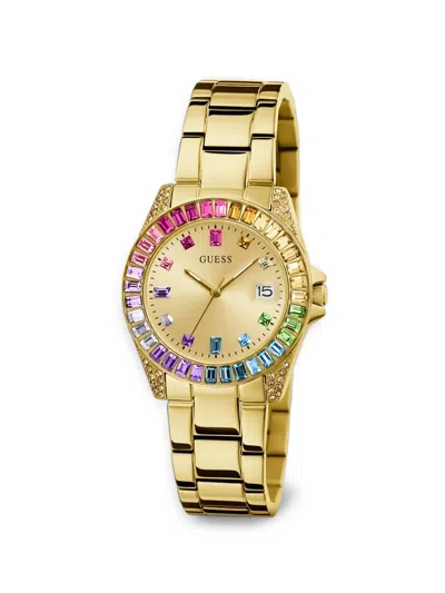 Guess Usa Crystal Watch With Date Function In Transparent