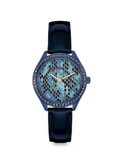 Guess Usa Crystal-embellished 28mm Watch In Blue