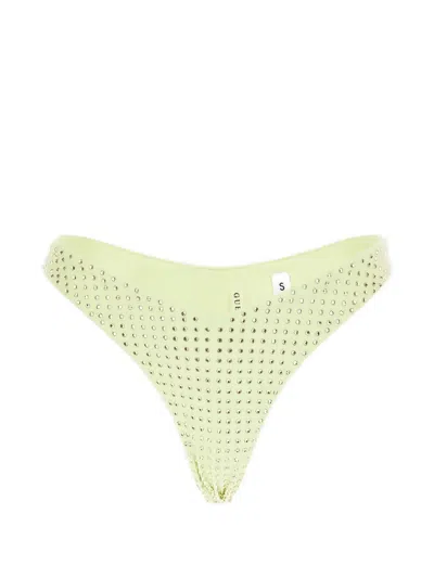 Guess Usa Crystal-embellished Brazilian Bikini Bottom In Yellow