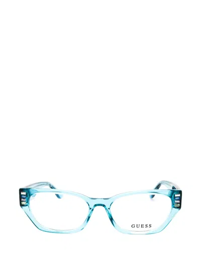 Guess Usa Crystal-embellished Cat-eye Glasses In Blue