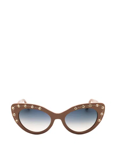 Guess Usa Crystal-embellished Cat-eye Sunglasses In Brown