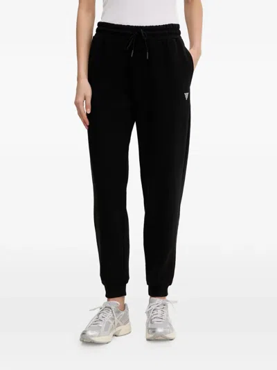 Guess Usa Crystal-embellished Drawstring Track Pants In Black