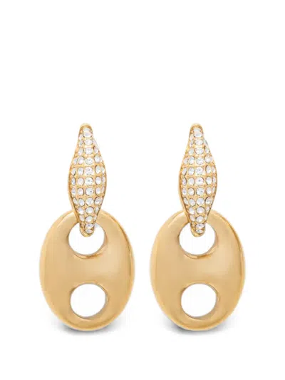 Guess Usa Crystal-embellished Drop Earrings In Gold