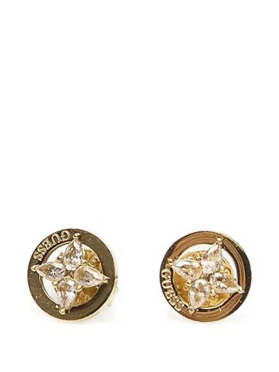 Guess Usa Crystal-embellished Floral Earrings In Yellow