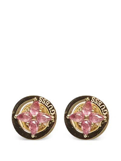 Guess Usa Crystal-embellished Floral Earrings In Transparent