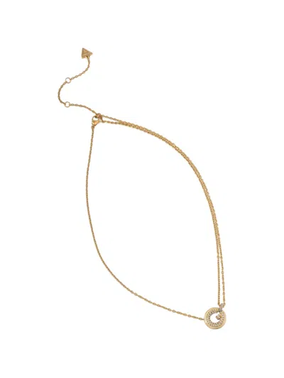 Guess Usa Crystal-embellished G-logo Necklace In Gold