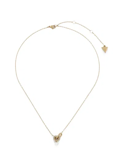 Guess Usa Crystal-embellished Heart Necklace In Gold