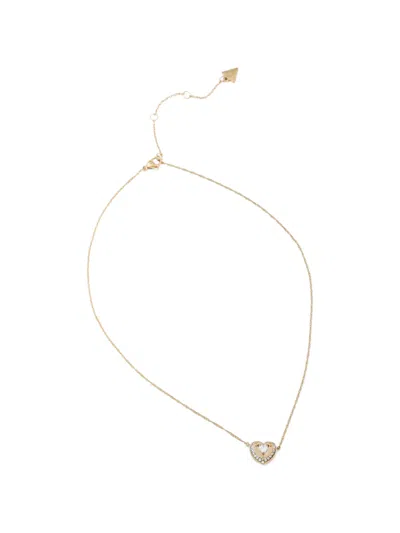 Guess Usa Crystal-embellished Heart Necklace In Orange