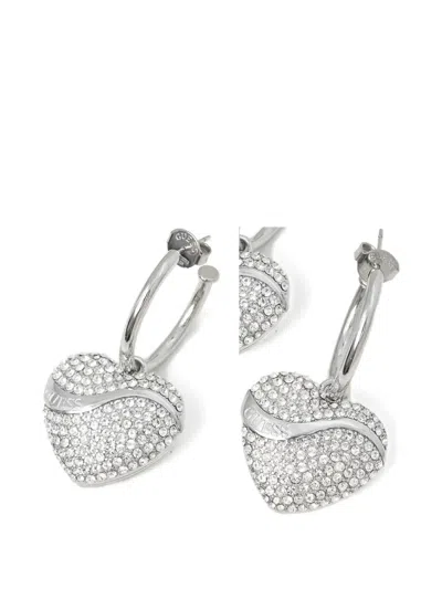 Guess Usa Crystal-embellished Heart-pendant Earrings In Pattern