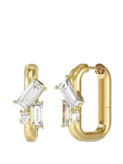 Guess Usa Crystal-embellished Huggie Earrings In Brown