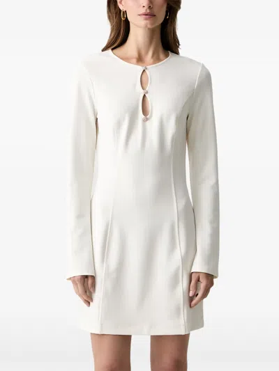 Guess Usa Crystal-embellished Keyhole-detail Mini Dress In White