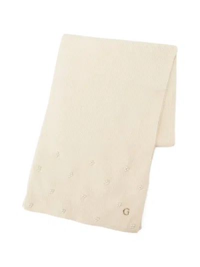 Guess Usa Crystal-embellished Knitted Scarf In Neutral