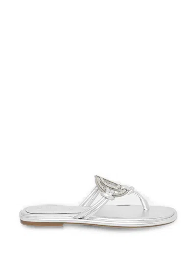Guess Usa Crystal-embellished Logo-plaque Flip-flops In Silver