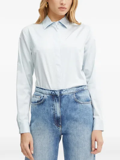 Guess Usa Crystal-embellished Long-sleeve Shirt In Blue