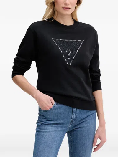 Guess Usa Crystal-embellished Sweatshirt In Black
