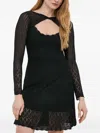 Guess Usa Cut-out Long-sleeve Mini Dress In Black