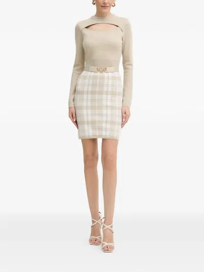 Guess Usa Cutout Check Mini Dress In Neutral