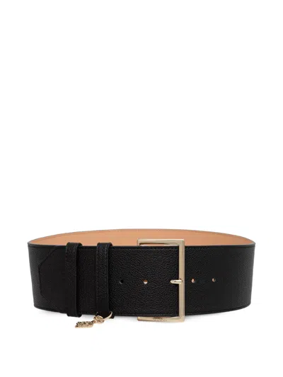 Guess Usa Danya Charm-detail Pebble-effect Belt In Black