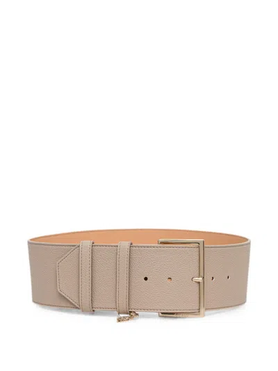 Guess Usa Danya Logo-charm Pebbled-effect Belt In Neutral