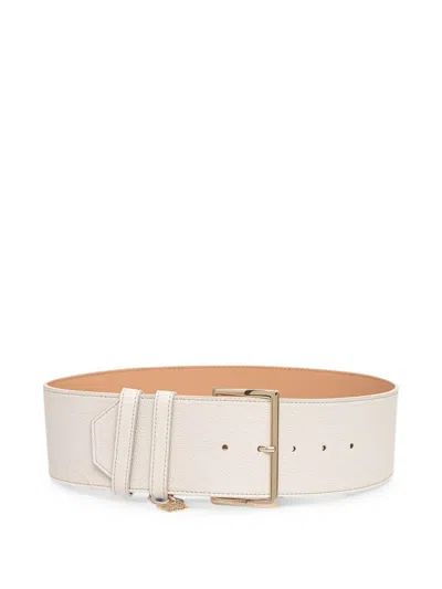 Guess Usa Danya Logo-charm Wide Belt In White