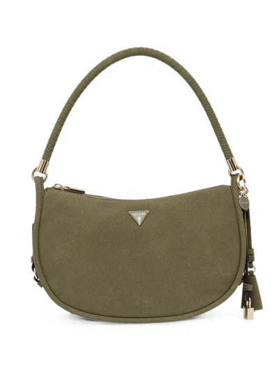 Guess Usa Danya Logo-plaque Curved Tote Bag In Green