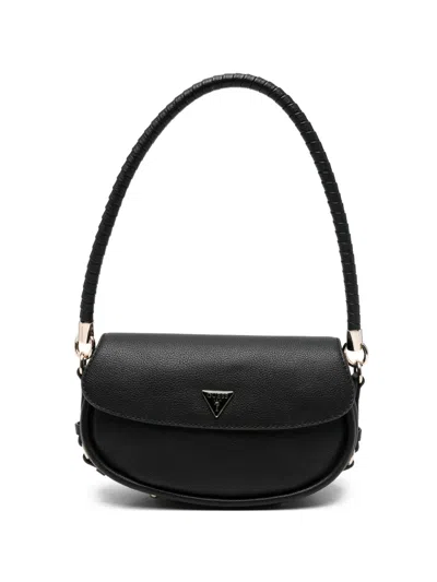 Guess Usa Danya Triangle Logo Leather Tote Bag In Black