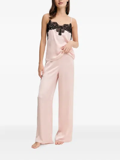 Guess Usa Daphne Lace-detail Pyjama Set In Pink