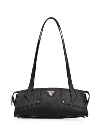 Guess Usa Darcy Logo-plaque Pebbled Tote Bag In Black