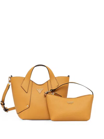 Guess Usa Darcy Logo-plaque Tote Bag In Orange