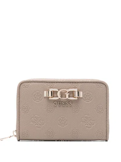 Guess Usa Debossed-monogram Wallet In Brown