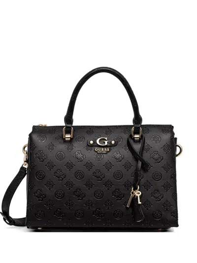 Guess Usa Debossed-logo Charm Tote Bag In Animal Print