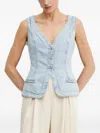 Guess Usa Denim Button-fastening Vest In Blue