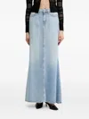 Guess Usa Denim Flare Long High-waisted Skirt In Blue