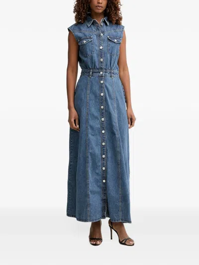 Guess Usa Denim Maxi Dress In Blue