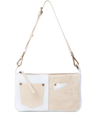 Guess Usa Denim Shoulder Bag In White