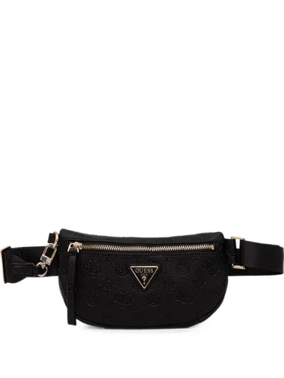 Guess Usa Devon Logo-debossed Belt Bag In Black