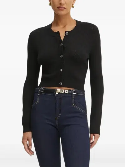 Guess Usa Diamond-pattern Cardigan In Black